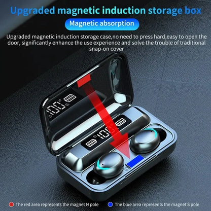 F9 TWS Wireless Bluetooth Earphones with LED Display, Power Bank Case for Phone Charging, HD Calling & CVC 8.0 Noise Reduction