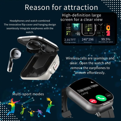 2 in 1 Smartwatch with Earbuds – Your All-Day Health & Productivity Companion with Heart Rate, Sleep & Activity Tracking