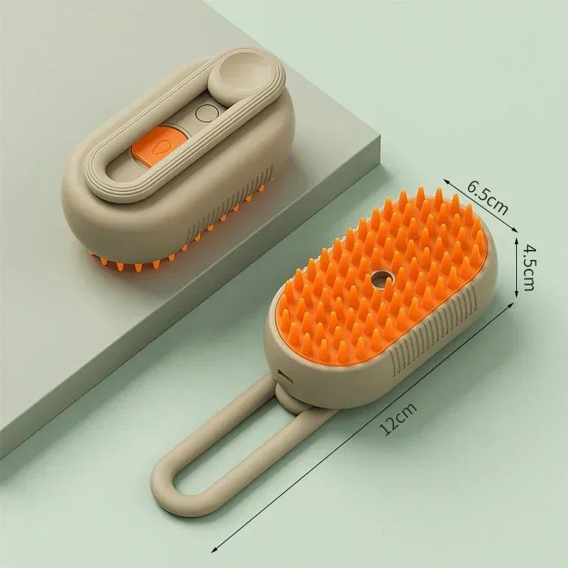 Rechargeable USB 3-in-1 Pet Grooming Brush – Steam Spray, Massage & Anti-Shedding Electric Bath Comb for Cats & Dogs – Tames Loose Hair & Flying Fur