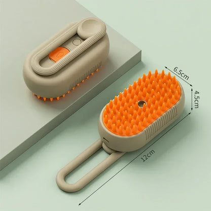 Rechargeable USB 3-in-1 Pet Grooming Brush – Steam Spray, Massage & Anti-Shedding Electric Bath Comb for Cats & Dogs – Tames Loose Hair & Flying Fur