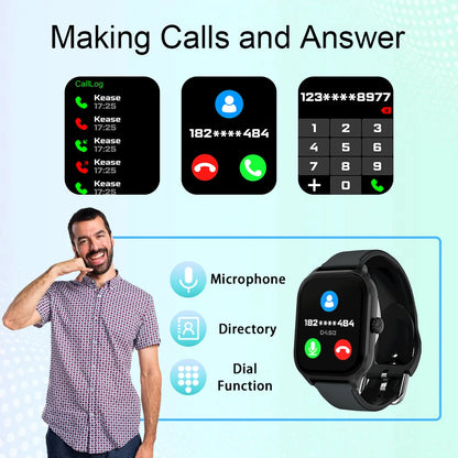 All-in-One Fitness Tracker with Call & Music Control, Heart Rate/Blood Oxygen Monitor, Custom Watch Faces, Wireless Charger – Stylish, Powerful & Perfect for Gifting!