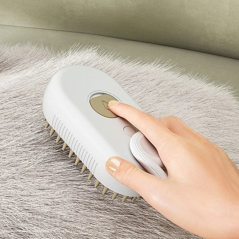 Rechargeable USB 3-in-1 Pet Grooming Brush – Steam Spray, Massage & Anti-Shedding Electric Bath Comb for Cats & Dogs – Tames Loose Hair & Flying Fur