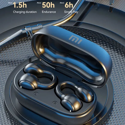 Wireless Bone Conduction Earbuds – Bluetooth Sport Headset with Mic, Noise Reduction, and Charging Case – Secure Fit, Powerful Sound