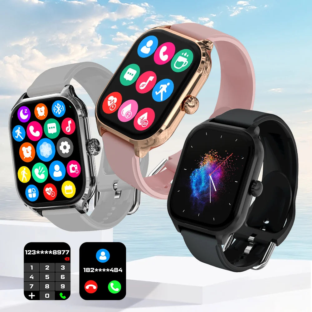 All-in-One Fitness Tracker with Call & Music Control, Heart Rate/Blood Oxygen Monitor, Custom Watch Faces, Wireless Charger – Stylish, Powerful & Perfect for Gifting!