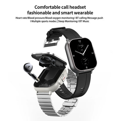 2-in-1 TWS Smart Sports Watch with Wireless Bluetooth Earbuds, Call Function & Health Monitoring