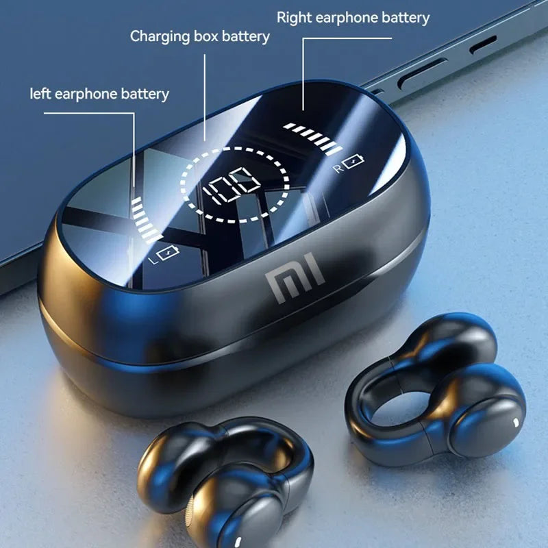Wireless Bone Conduction Earbuds – Bluetooth Sport Headset with Mic, Noise Reduction, and Charging Case – Secure Fit, Powerful Sound