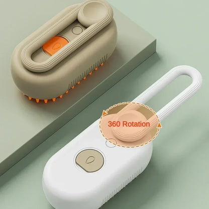 Rechargeable USB 3-in-1 Pet Grooming Brush – Steam Spray, Massage & Anti-Shedding Electric Bath Comb for Cats & Dogs – Tames Loose Hair & Flying Fur