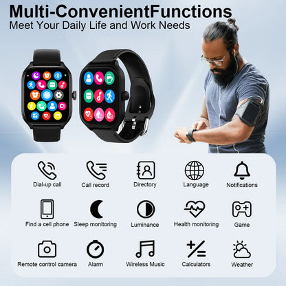 All-in-One Fitness Tracker with Call & Music Control, Heart Rate/Blood Oxygen Monitor, Custom Watch Faces, Wireless Charger – Stylish, Powerful & Perfect for Gifting!