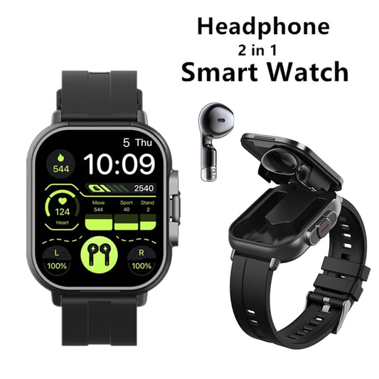2-in-1 TWS Smart Sports Watch with Wireless Bluetooth Earbuds, Call Function & Health Monitoring