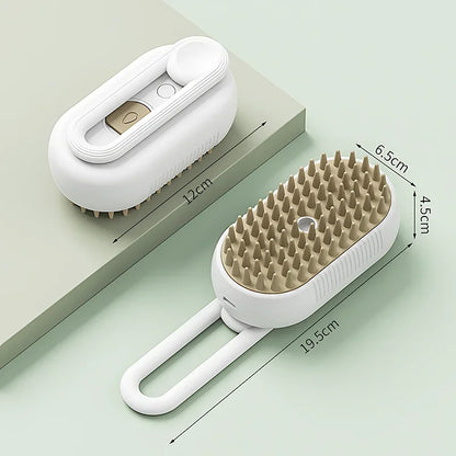 Rechargeable USB 3-in-1 Pet Grooming Brush – Steam Spray, Massage & Anti-Shedding Electric Bath Comb for Cats & Dogs – Tames Loose Hair & Flying Fur