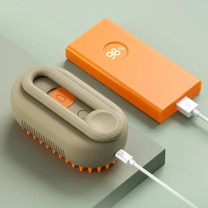 Rechargeable USB 3-in-1 Pet Grooming Brush – Steam Spray, Massage & Anti-Shedding Electric Bath Comb for Cats & Dogs – Tames Loose Hair & Flying Fur