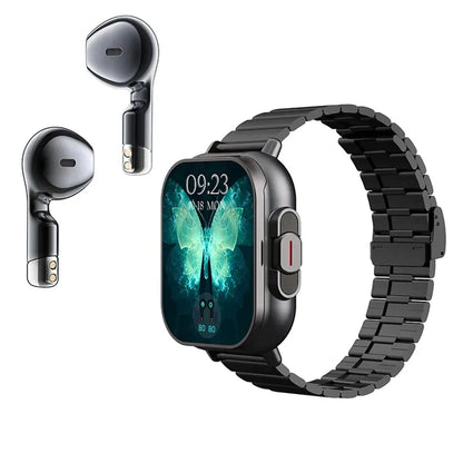2-in-1 TWS Smart Sports Watch with Wireless Bluetooth Earbuds, Call Function & Health Monitoring
