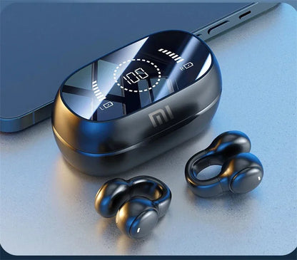 Wireless Bone Conduction Earbuds – Bluetooth Sport Headset with Mic, Noise Reduction, and Charging Case – Secure Fit, Powerful Sound