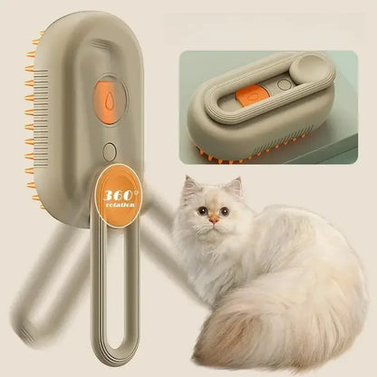 Pet Steam Brush – 3-in-1 Must-Have Grooming Tool for Cats & Dogs | Steamy Spray, Massage & Hair Removal Comb – Essential Beauty Accessory for Clean, Happy Pets