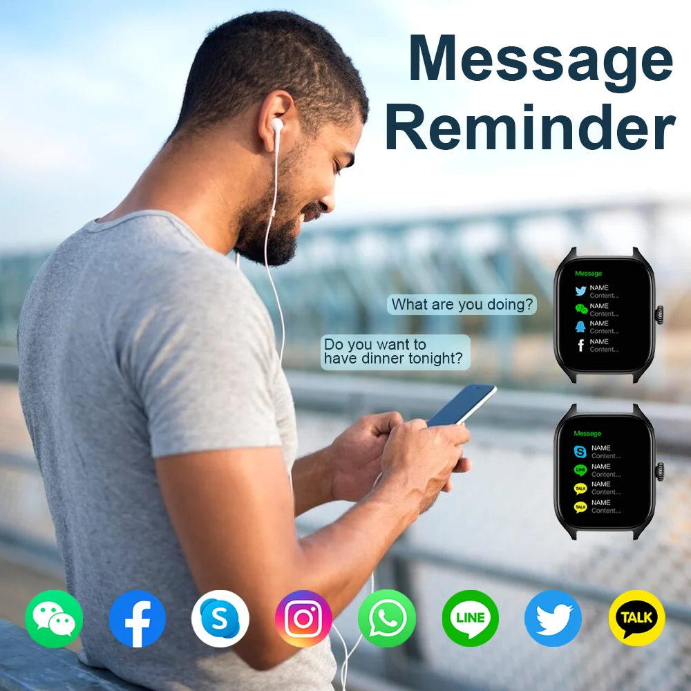 All-in-One Fitness Tracker with Call & Music Control, Heart Rate/Blood Oxygen Monitor, Custom Watch Faces, Wireless Charger – Stylish, Powerful & Perfect for Gifting!