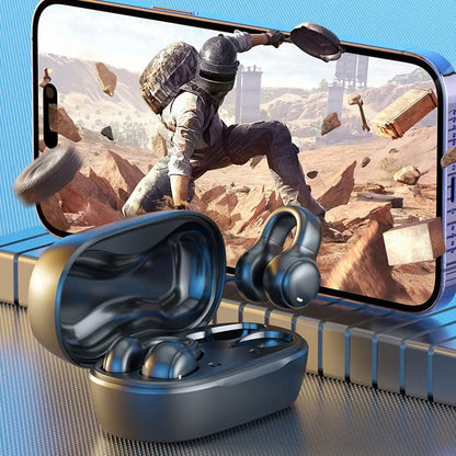 Wireless Bone Conduction Earbuds – Bluetooth Sport Headset with Mic, Noise Reduction, and Charging Case – Secure Fit, Powerful Sound