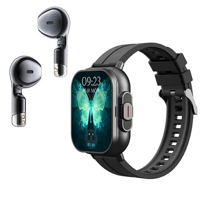 2-in-1 TWS Smart Sports Watch with Wireless Bluetooth Earbuds, Call Function & Health Monitoring