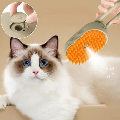 Pet Steam Brush – 3-in-1 Must-Have Grooming Tool for Cats & Dogs | Steamy Spray, Massage & Hair Removal Comb – Essential Beauty Accessory for Clean, Happy Pets