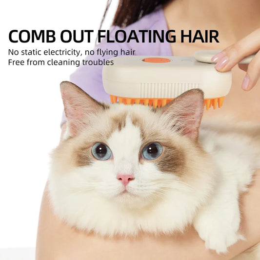Must-Have Cat Spray Comb – 5-in-1 Electric Grooming Brush with Rotatable Handle, De-Shedding, Bath Massage & Pet Care Tool for Cats and Small Pets