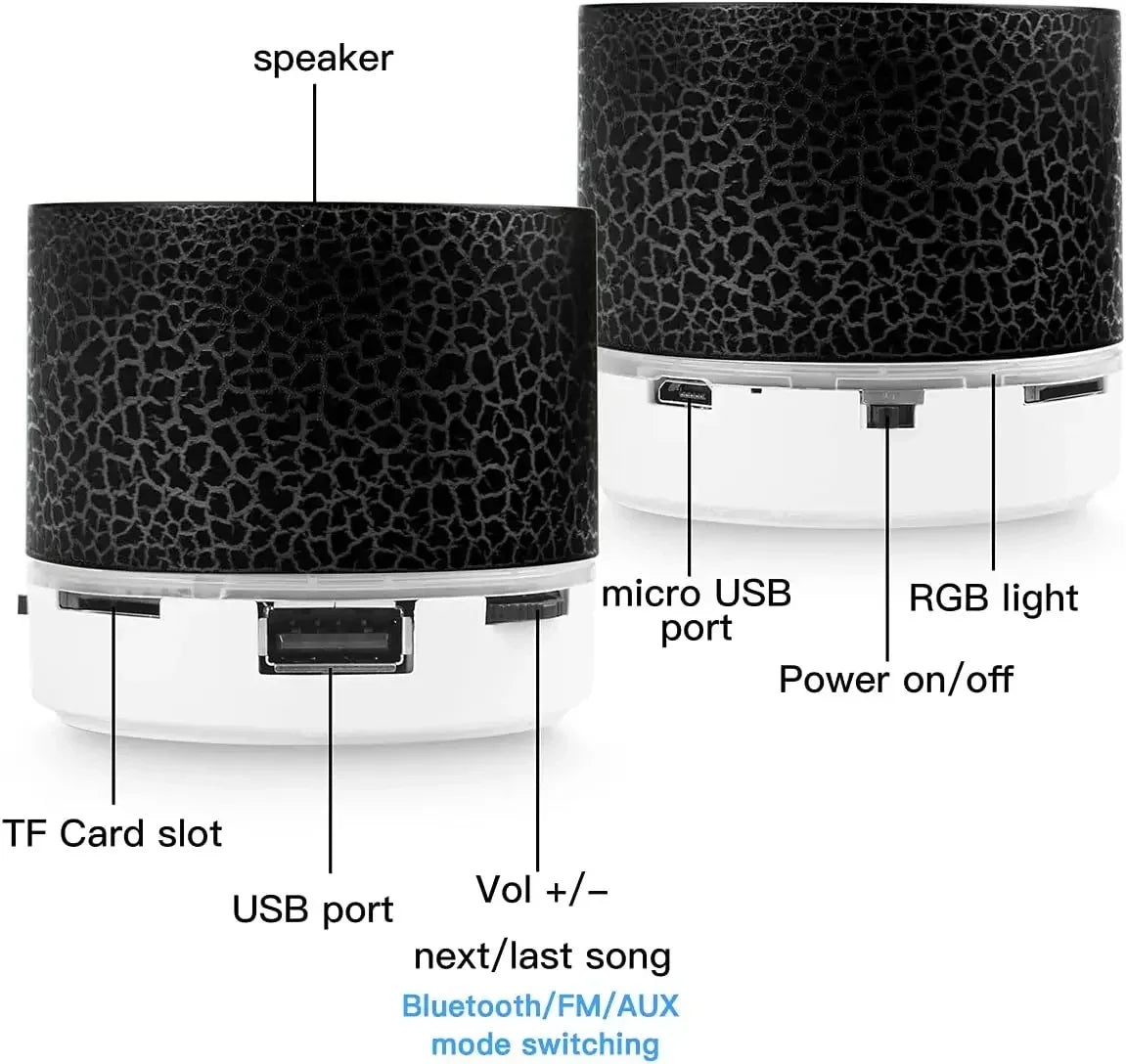 Mini Bluetooth Speaker – Portable Crack Design with LED Light, Plug-In Subwoofer Sound, Wireless Audio, Ideal Gift for Music Lovers